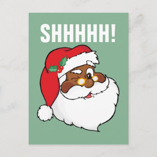 Cartes Pour Fêtes Annuelles Winking Black Père Noël garder des secrets de Noël