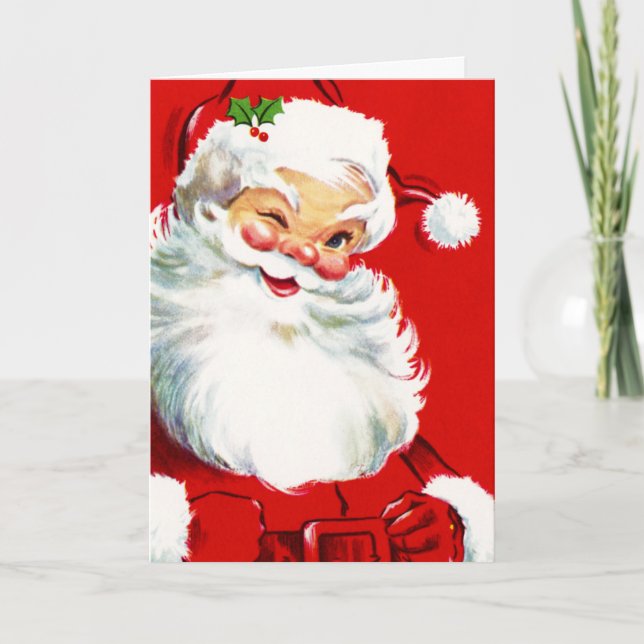 Cartes Pour Fêtes Annuelles Winking Père Noël (Devant)