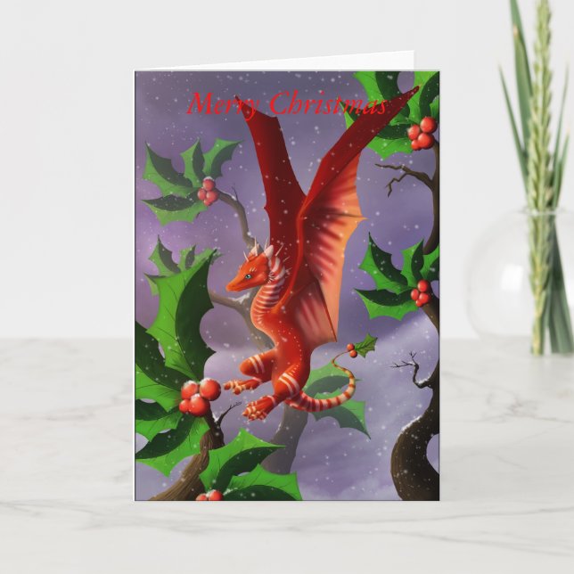 Cartes Pour Fêtes Annuelles Winter Berry Dragon (Devant)