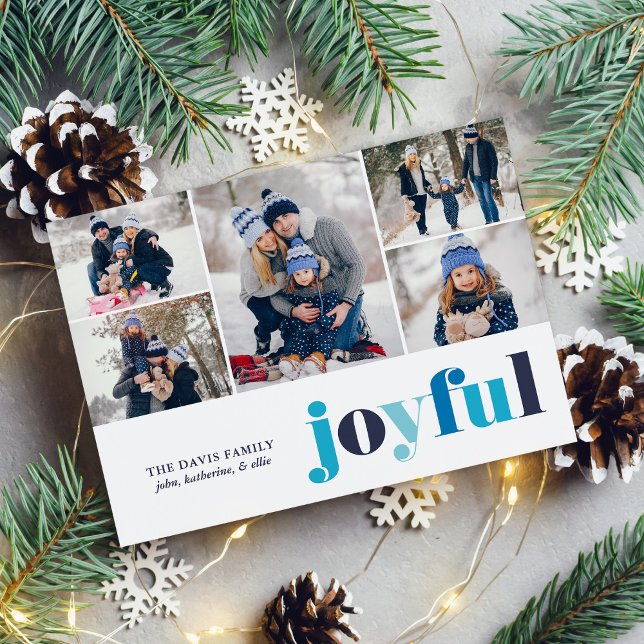 Cartes Pour Fêtes Annuelles Winter Blue "Joyful" Galerie de 5 Photos Festive (Créateur téléchargé)
