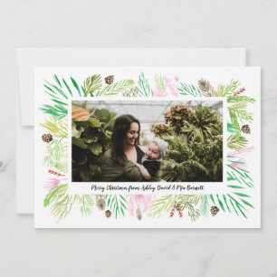 Cartes Pour Fêtes Annuelles Winter Botanical Floral Photo Frame Christmas