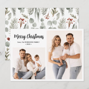 Cartes Pour Fêtes Annuelles Winter Botanical Script 2 Photo Collage Noël