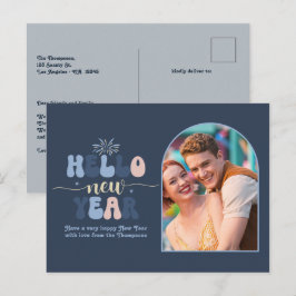 Cartes Pour Fêtes Annuelles Winter Dusk New Year Retro Modern Blue Photo