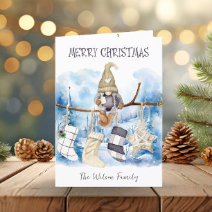 Cartes Pour Fêtes Annuelles Winter Lady Gnome en Branche Joyeux Noël