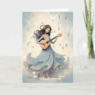 Cartes Pour Fêtes Annuelles Winter Scandi Boho Guitare Girl Christmas Music