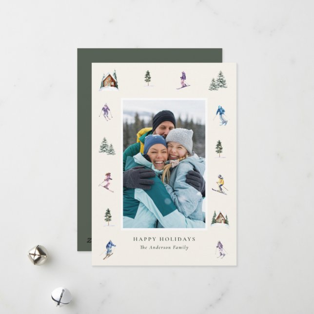 Cartes Pour Fêtes Annuelles WINTER SLOPES Photo  (Devant/Arrière en situation)