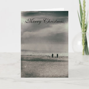 Cartes Pour Fêtes Annuelles Winter Snowy Lake Michigan People Walking Beach