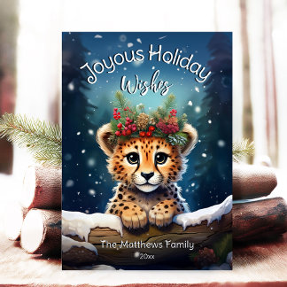 Cartes Pour Fêtes Annuelles Winter Wonderland Cheetah Cub Joyeux Noël