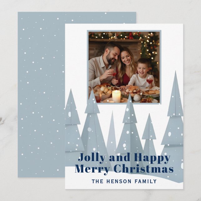 Cartes Pour Fêtes Annuelles Winter Wonderland Family Photo Christmas  (Devant / Derrière)