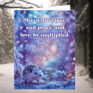 Cartes Pour Fêtes Annuelles Winter Wonderland mignon Hérisson Bible Noël