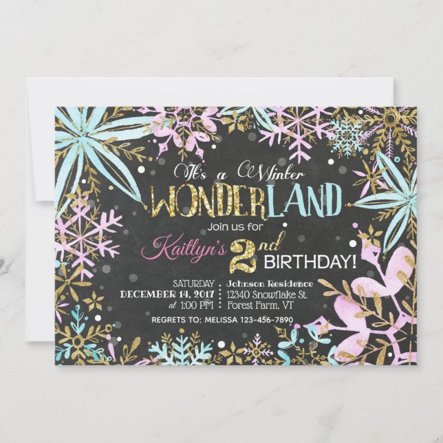 Cartes Pour Fêtes Annuelles Winter Wonderland Snowflakes Sparkday (Devant)