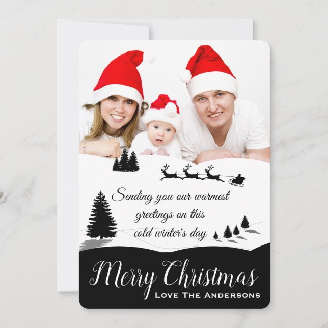 Cartes Pour Fêtes Annuelles Winter Wonderland Warm Greetings Photo Christmas (Devant)