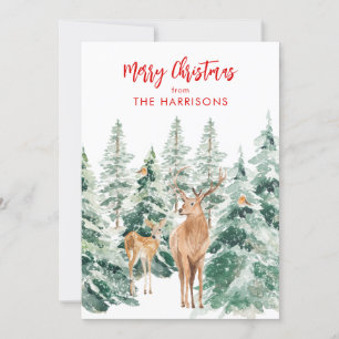 Cartes Pour Fêtes Annuelles Winter Woodland Deer Joyeux Noël