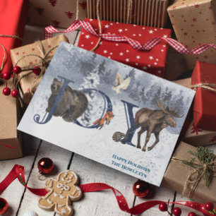 Cartes Pour Fêtes Annuelles Winter Woodland Wonderland JOY Snow