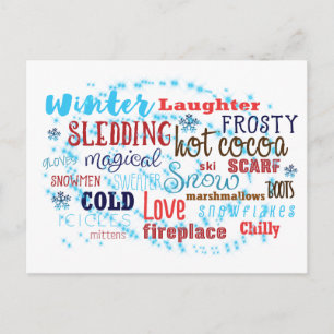 Cartes Pour Fêtes Annuelles Winter Words Fun Typography Holiday Postcard Card