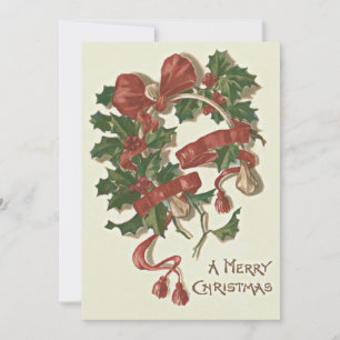 Cartes Pour Fêtes Annuelles Winterberry rouge de ruban de Wishbone de houx