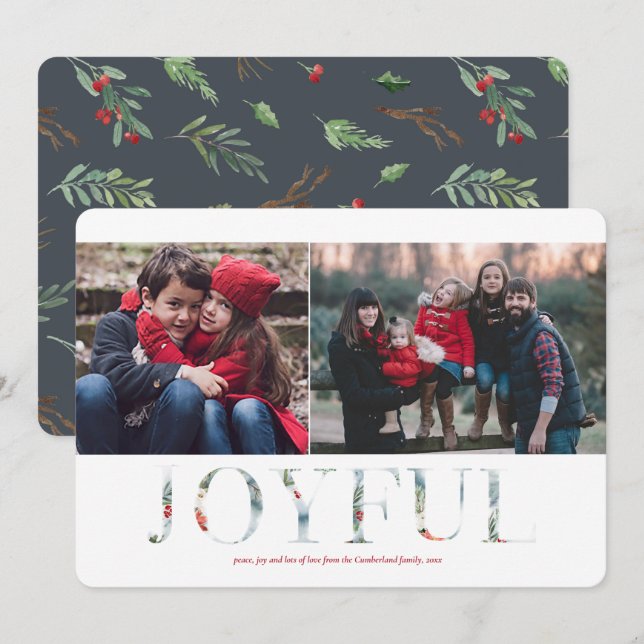 Cartes Pour Fêtes Annuelles Wintry Wonderland Noël Vacances 2 Photo (Devant / Derrière)