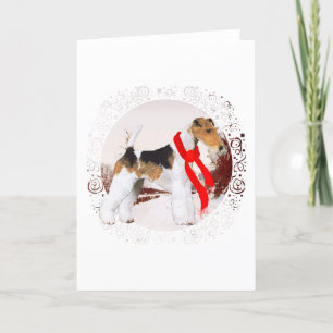 Cartes Pour Fêtes Annuelles Wire Fox Terrier hiver