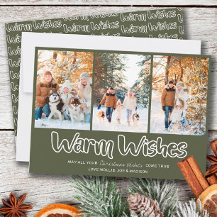 Cartes Pour Fêtes Annuelles Wishes Outline Lettering 3 Vertical Photo Hol