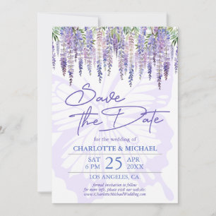 Cartes Pour Fêtes Annuelles Wisteria Summer Garden Wedding Enregistrer la cart