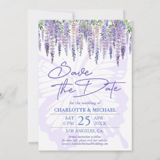 Cartes Pour Fêtes Annuelles Wisteria Summer Garden Wedding Enregistrer la cart