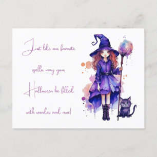 Cartes Pour Fêtes Annuelles Witch Black Cat Wonder et Awe Halloween