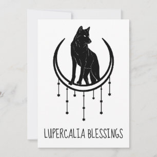 Cartes Pour Fêtes Annuelles Wolf Moon & Stars Black Lupercalia Valentines