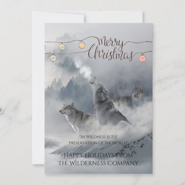 Cartes Pour Fêtes Annuelles Wolves in Snow Christmas Holiday Business Greeting (Devant)