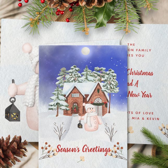 Cartes Pour Fêtes Annuelles Wonderland hiver moderne Snowman Joyeux Noël (Créateur téléchargé)