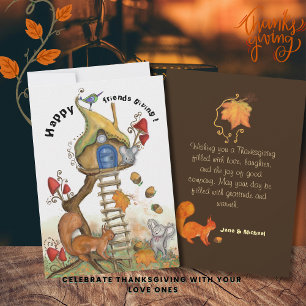 Cartes Pour Fêtes Annuelles Woodland Friendsgiving - Cosy scène d'automne