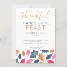 Cartes Pour Fêtes Annuelles Woodland Leaf Motif Thanksgiving Dîner