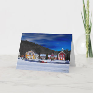 Cartes Pour Fêtes Annuelles Woodstock Vermont lors d'une nuit d'hiver