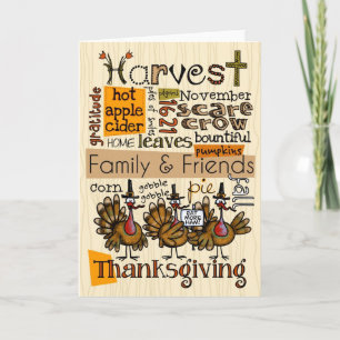 Cartes Pour Fêtes Annuelles Wordcloud de thanksgiving