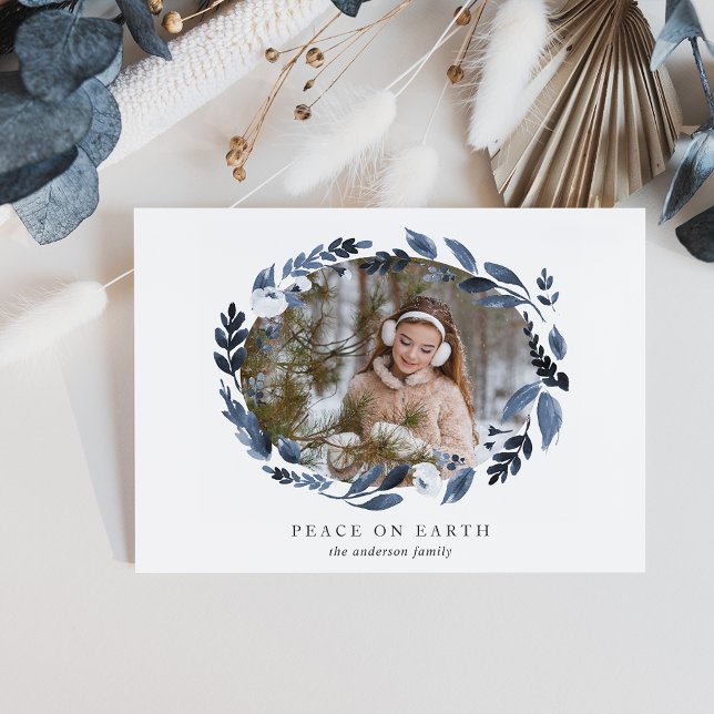 Cartes Pour Fêtes Annuelles Wreath Alabaster | Paix sur Terre (Créateur téléchargé)