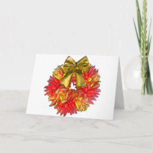 Cartes Pour Fêtes Annuelles Wreath Chili Pepper Séché & Gold Bow