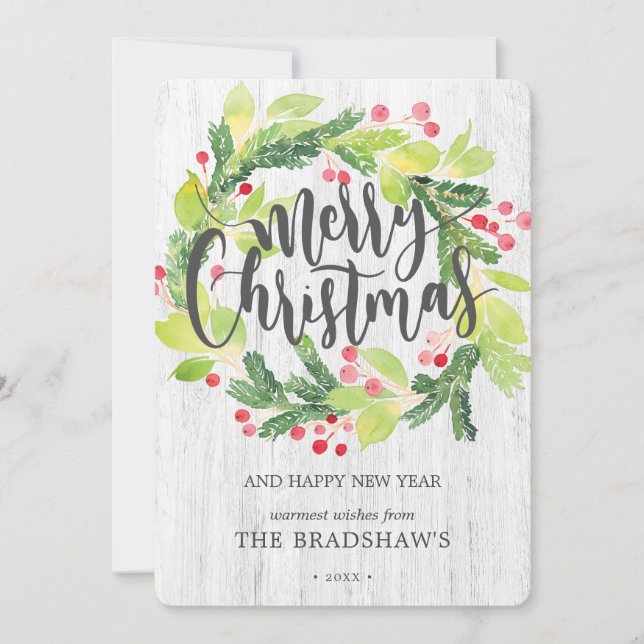 Cartes Pour Fêtes Annuelles Wreath d'aquarelle agricole (Devant)