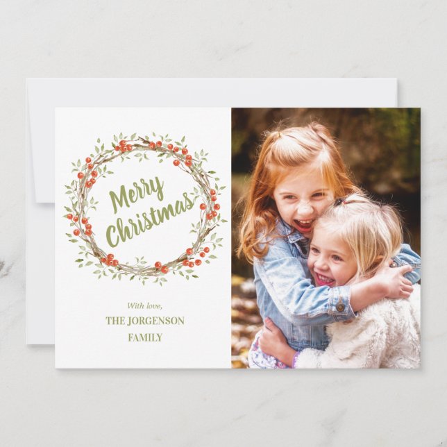 Cartes Pour Fêtes Annuelles Wreath de berry d'hiver | Noël photo (Devant)