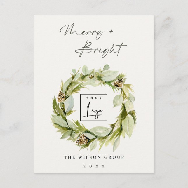 Cartes Pour Fêtes Annuelles Wreath d'hiver Joyeux et brillant logo de Noël (Devant)