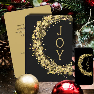 Cartes Pour Fêtes Annuelles Wreath Gold Star sur Noir Noël Non-photo