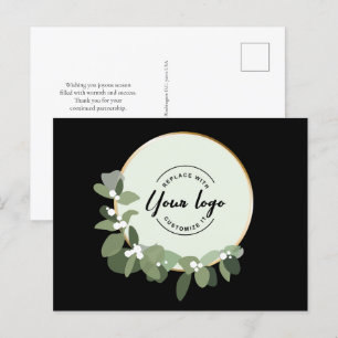 Cartes Pour Fêtes Annuelles Wreath moderne Custom Logo business merci