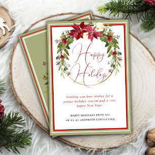 Cartes Pour Fêtes Annuelles Wreath moderne élégante Joyeuses vacances affaires