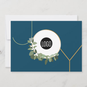 Cartes Pour Fêtes Annuelles Wreath Moderne Joie Bleu Business Noël