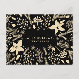 CARTES POUR FÊTES ANNUELLES WREATING FOLIAGE HIVER   STYLISH HOLIDAY POSTCARD