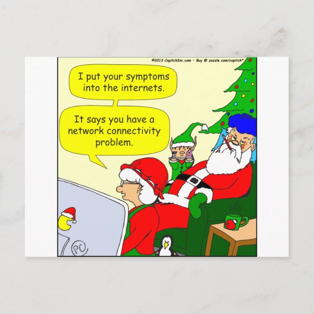 Cartes Pour Fêtes Annuelles x36 santas symptômes dessin animé (Devant)