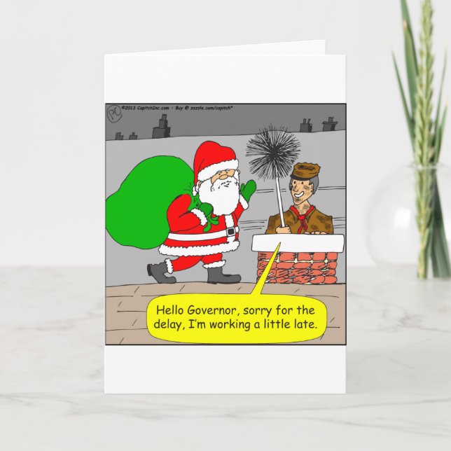 Cartes Pour Fêtes Annuelles x76 bonjour gouverneur père Noël dessin animé (Devant)