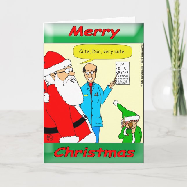 Cartes Pour Fêtes Annuelles x80 Père Noël va à l'ophtalmologiste (Devant)
