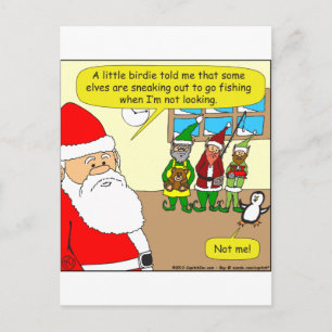 Cartes Pour Fêtes Annuelles x81 Père Noël elf est allé à la pêche? Dessin