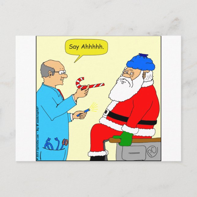 Cartes Pour Fêtes Annuelles x85 Père Noël disent ahhh Cartoon (Devant)