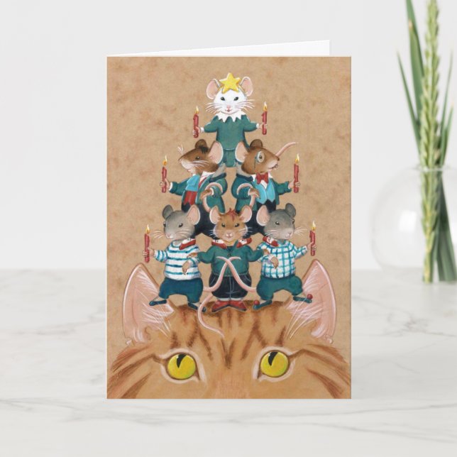 Cartes Pour Fêtes Annuelles X arbre de souris (Devant)