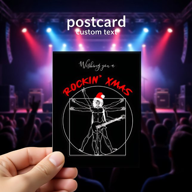 Cartes Pour Fêtes Annuelles X-mas de Rocking - guitariste vitruvien (Rocking' X-mas - vitruvian guitar player Holiday Postcard)
